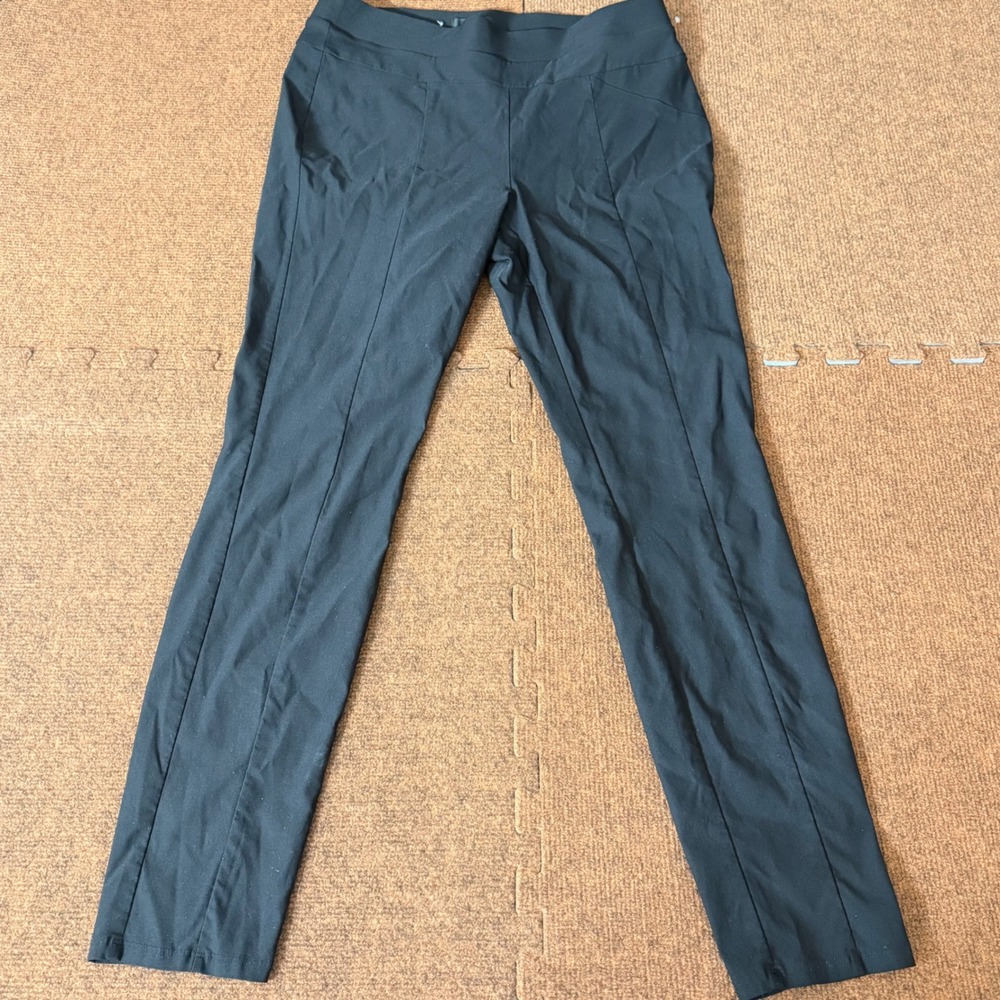 Simply Vera Vera Wang Womens Black Pull‎ On Skinny Dress Pants Size L Seamed gym